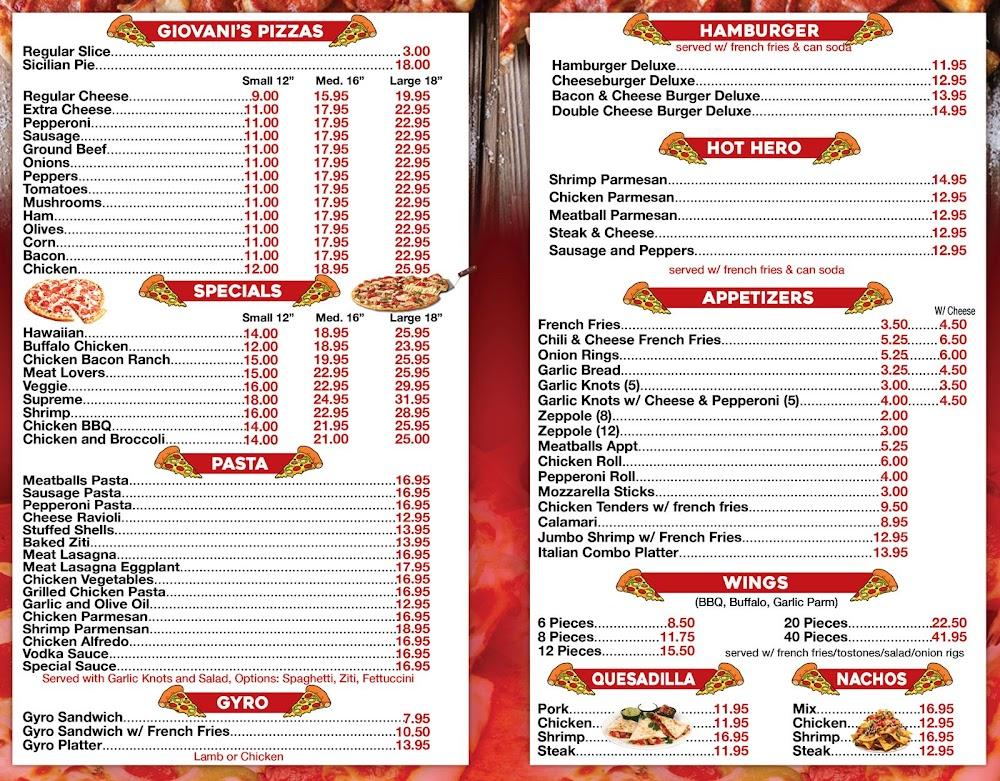 D'Giovanis Big Pizza Menu image 1