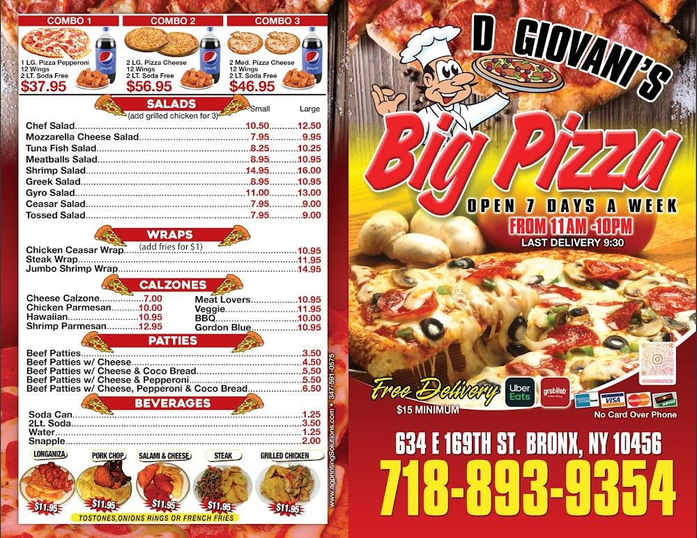 D'Giovanis Big Pizza Menu image 2